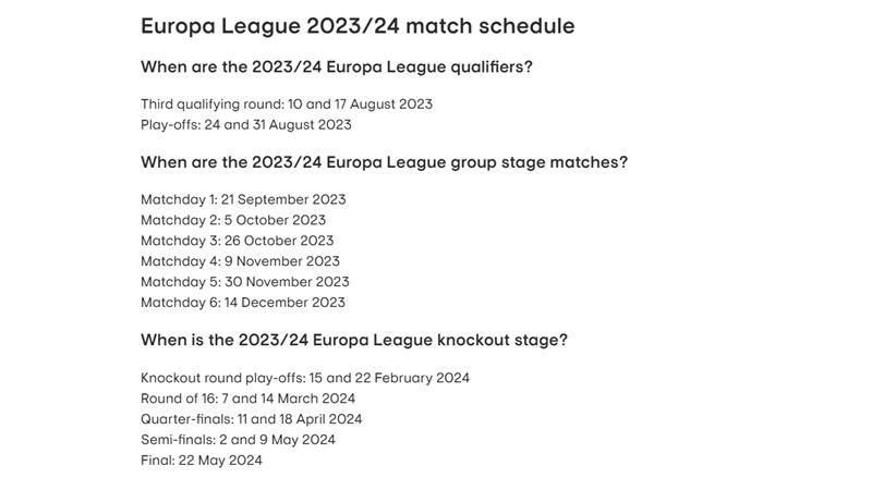 UEFA: Ευρώπη 2023/24, όλες οι ημερομηνίες για αγώνες και λίστες