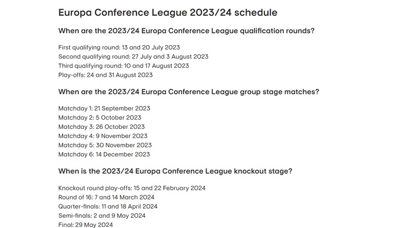 UEFA: Ευρώπη 2023/24, όλες οι ημερομηνίες για αγώνες και λίστες